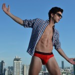 Sexy male model - amazing Bangkok view